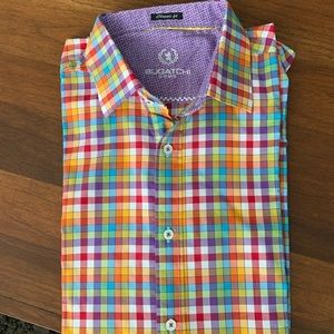 Colored checkered, long sleeves shirt, size large